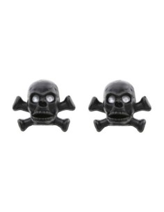 Valve Caps Skull W Bones Black Schrader Valve.